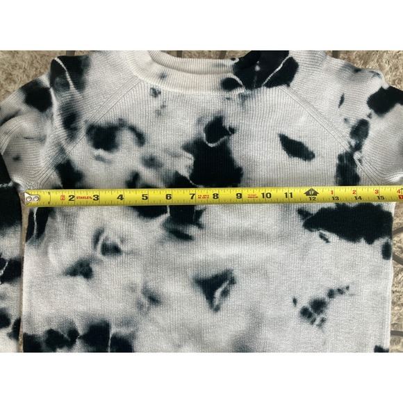 JOHN+JENN Tie Dye Knit Sweater Womens XS Black White Crewneck Long Sleeve Cotton - Picture 7 of 8